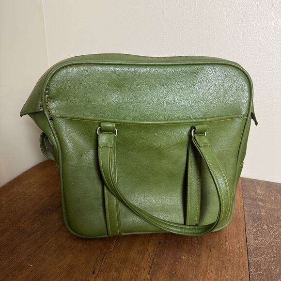 Vintage Samsonite Silhouette Denver, CO Green Zipper Carry-on Train Bag Handles - Picture 8 of 16